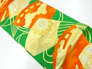 アンティーク　扇に華紋模様織出し袋帯（材料）